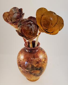 Raku Jar with Flowers